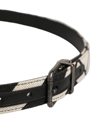 Black Ivory Silver Tone Metal Buckle Belt