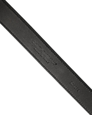 Men Black Leather Gold Tone Metal Buckle Belt