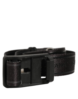 Men Black Nylon Webbing Plastic Buckle Belt