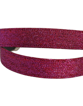 Men Fuchsia Glitter Silver Metal Buckle Belt