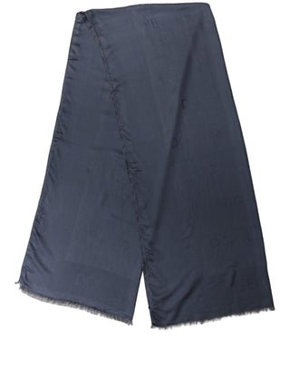 Dark Blue Modal Frayed Edge Lace Stole Scarf