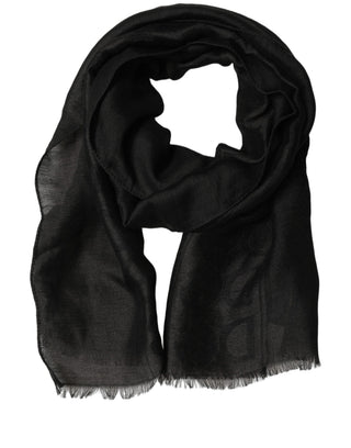 Black DG Logo Fringed Edge Lace Stole Scarf