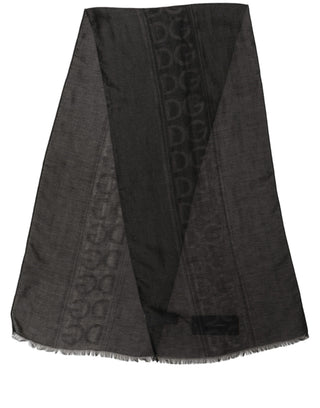 Black DG Logo Fringed Edge Lace Stole Scarf