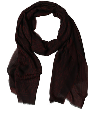 Dark Red Modal Frayed Edge Lace Stole Scarf