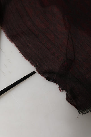 Dark Red Modal Frayed Edge Lace Stole Scarf