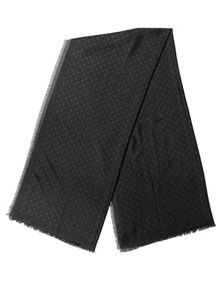 Men Black Viscose Polka Dot Fringe Shawl Lace Stole