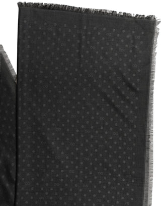 Men Black Viscose Polka Dot Fringe Shawl Lace Stole