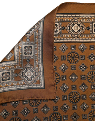 Brown Geometric Pocket Square Foulard Scarf