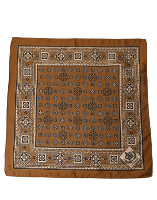 Brown Geometric Pocket Square Foulard Scarf