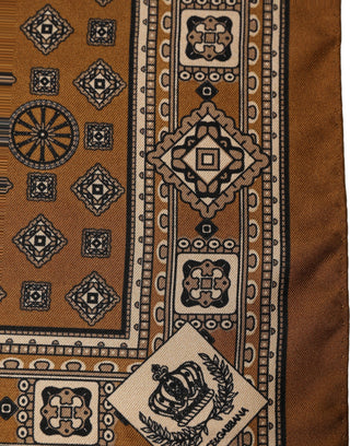 Brown Geometric Pocket Square Foulard Scarf