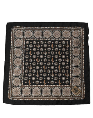 Black Cactus Silk Pocket Square Foulard Scarf