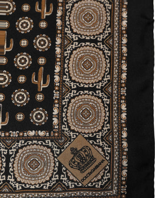 Black Cactus Silk Pocket Square Foulard Scarf