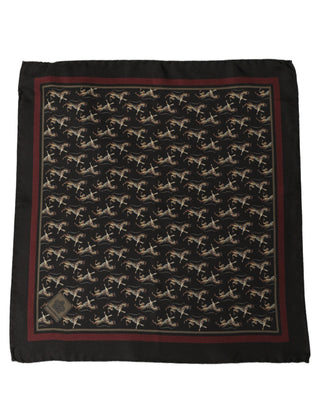 Black Horse Silk Pocket Square Foulard Scarf