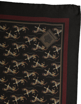 Black Horse Silk Pocket Square Foulard Scarf