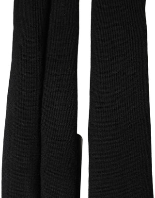 Men Black Wool Knitted Skinny Foulard Scarf