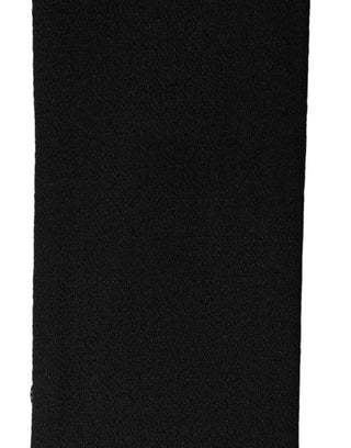 Men Black Wool Knitted Fringed Foulard Scarf