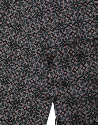 Black Silk Geometric Fringed Neck Shawl Scarf