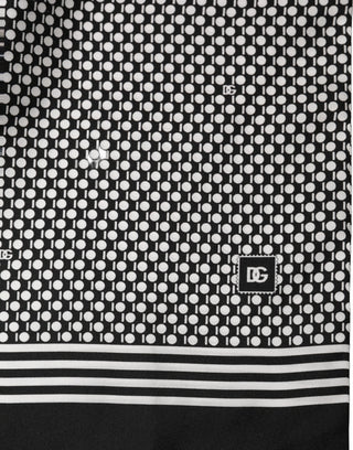 Black White Geometric Silk Neck Shawl Scarf