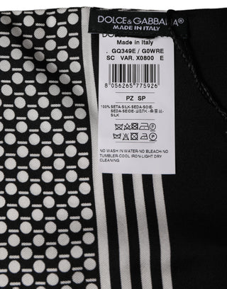 Black White Geometric Silk Neck Shawl Scarf