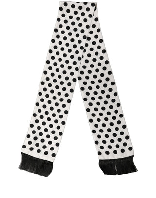 Black White Polka Dot Fringed Lace Stole Scarf