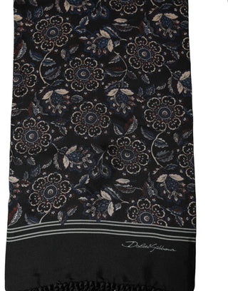 Black Silk Floral Paisley Fringed Shawl Scarf