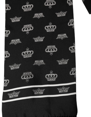 Black Silk Crown Fringed Neck Shawl Scarf