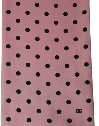 Pink Polka Dot Silk Fringed Lace Stole Scarf
