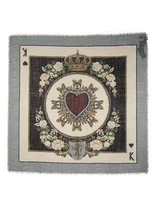 Men Multicolor King of Hearts Square Foulard Scarf