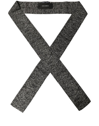 Black White Herringbone Tweed Shawl Scarf