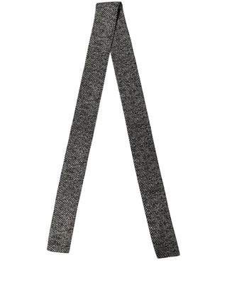 Black White Herringbone Tweed Shawl Scarf