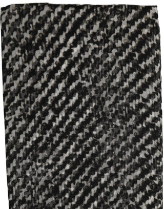 Black White Herringbone Tweed Shawl Scarf