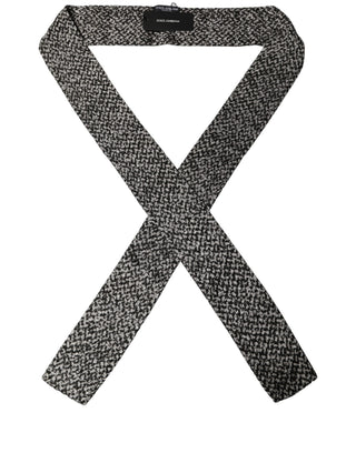 Black White Herringbone Tweed Shawl Scarf