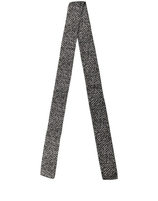 Black White Herringbone Tweed Shawl Scarf