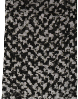 Black White Herringbone Tweed Shawl Scarf