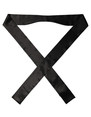 Men Black Satin Silk Skinny Neck Shawl Scarf
