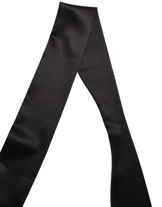 Men Black Satin Silk Skinny Neck Shawl Scarf