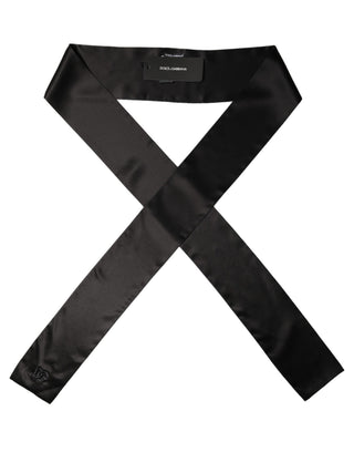 Men Black Satin Silk Skinny Neck Shawl Scarf
