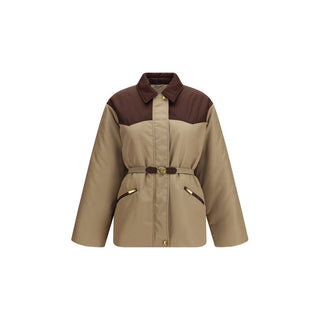 Beige Nylon Full-Length Jacket