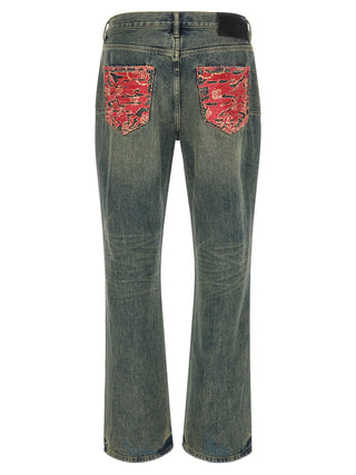 Blue Cotton Bootcut Jeans