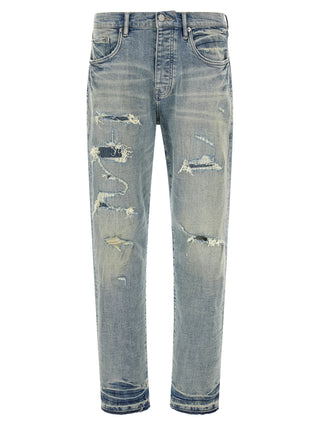Blue Cotton Tapered Jeans