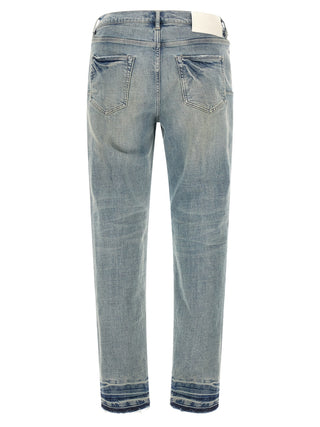 Blue Cotton Tapered Jeans