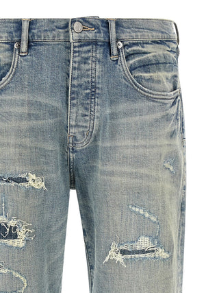 Blue Cotton Tapered Jeans