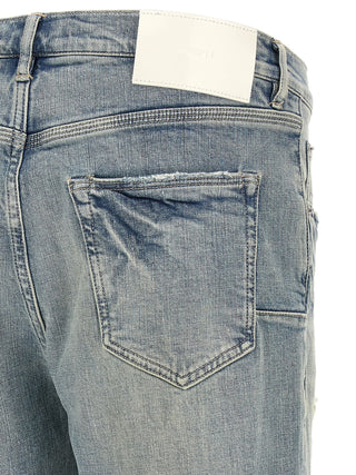 Blue Cotton Tapered Jeans