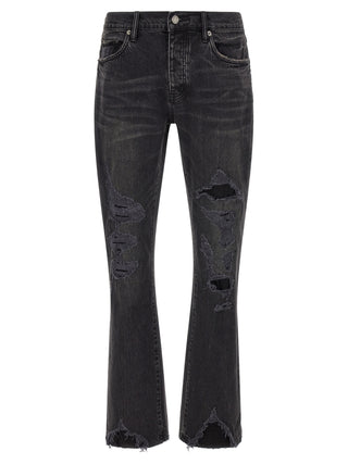 Black Cotton Flared Jeans