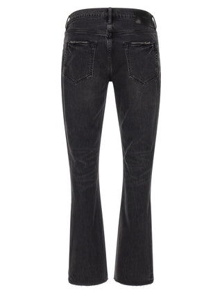 Black Cotton Flared Jeans