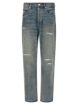 Gray Cotton Straight-Leg Jeans