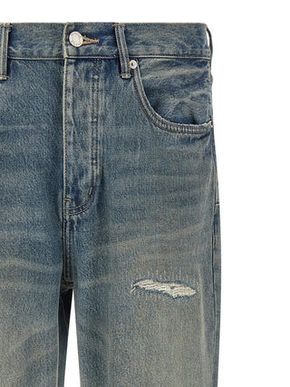Gray Cotton Straight-Leg Jeans