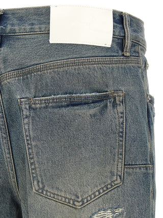 Gray Cotton Straight-Leg Jeans