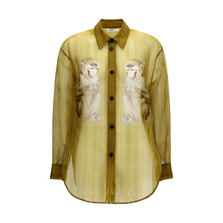 Beige Silk Pattern Shirt