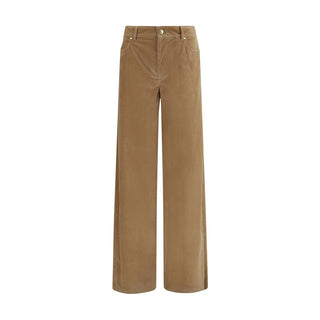 Brown Cotton Casual Pants